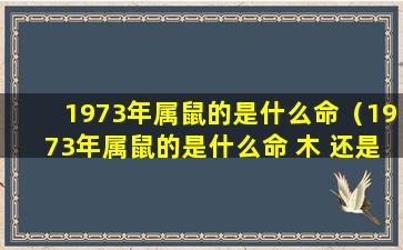 1973年属鼠的是什么命（1973年属鼠的是什么命 木 还是水）